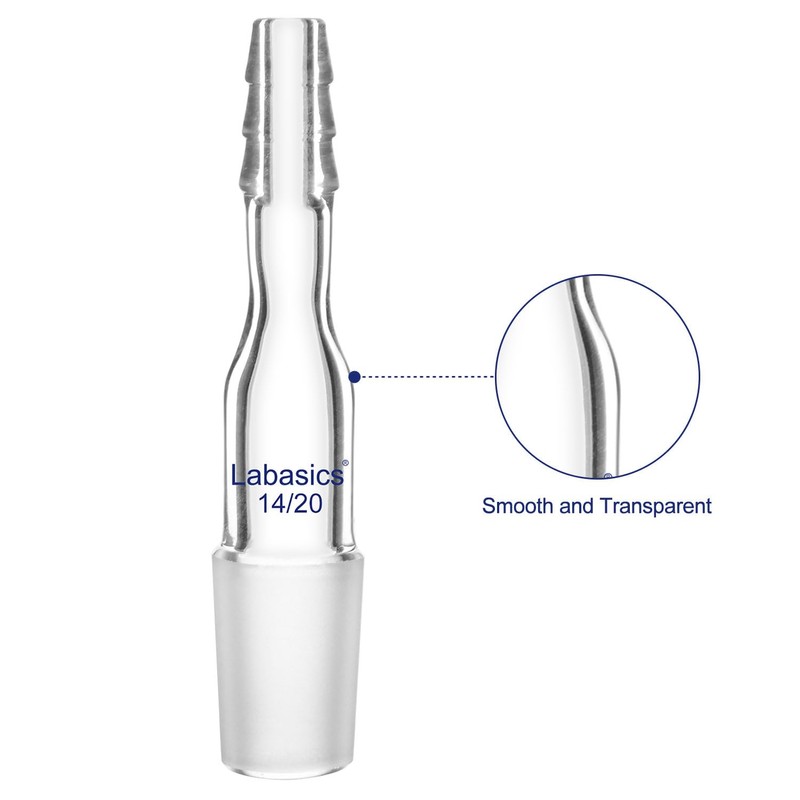 Labasics Glass Straight Inlet Adapter with 14/20 Male Glass Joint