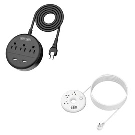 2 Prong Power Strip 10FT & Extra Long Extension Cord 25 ft, 10 ft Extension Cord with Rotatable Plug, Wall Mountable, 3 Outlet Compact Desktop Charging Station, Wall Mount for Home,Office, Dorm,Travel