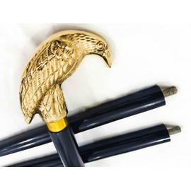 Generic Edgar Allen Poe's Mystic Raven Gold Plated Crow Handle Rosewood Unisex Nautical Canes and Wooden Black Brass Derby Cane Walking Stick for Men & Women Unisex Gift (Gold Raven)