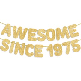 50th Birthday Party Decorations for Men & Women, Pre-Strung 50th Birthday Banner - Gold Glitter, Happy Fifty Anniversary Sign Gifts for Him & Her