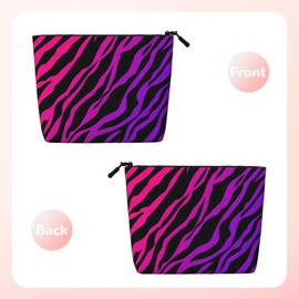 MINIOZE Purple Pink Zebra Makeup Bag Travel Cosmetic Bag Organizer Toiletry Bag Make Up Bags For Women Girls Large Light