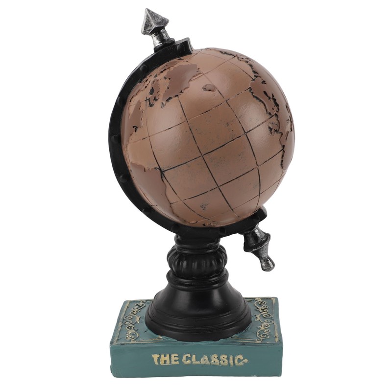 Globe Clock Decorative Desk Ornament Resin World Map Clock with