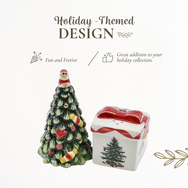Spode Christmas Tree and Gift Salt & Pepper Shaker Set