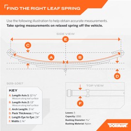 Dorman 929-1067 Utility Trailer Leaf Spring, Eye/Loop, 1 3/4" Width, 24" Length, 3 1/4" Arch, 5 Leaf, 1550lb Capacity