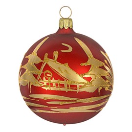 Christmas Tree Baubles Matte Red 6 cm Pack of 5 Jingle Bells Lauscha