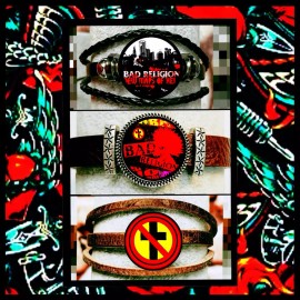 BAD RELIGION AMERICAN PUNKROCK L.A THREE LEATHER BRACELETS