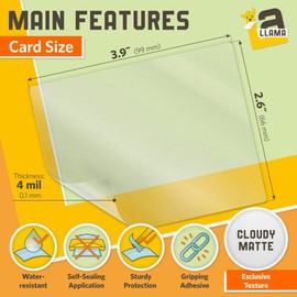 Textured Self Adhesive Laminating Sheets, Cloudy Matte Finish, 2.6 x 3.9 Inches, 4 Mil Thick, 20 Pack of Matte Self Sealing Lamination Sheets, Suited for Business Card Laminating Pouches 2 x 3.5