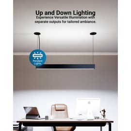 Sunco LED Linear Up/Down Pendant Suspension Hanging Facility Industrial Commercial Light-Single Switch, 6300 Lumens, Selectable CCT 3500K/4000K/5000K, 57W, 0-10V Dimmable, AC120-277V