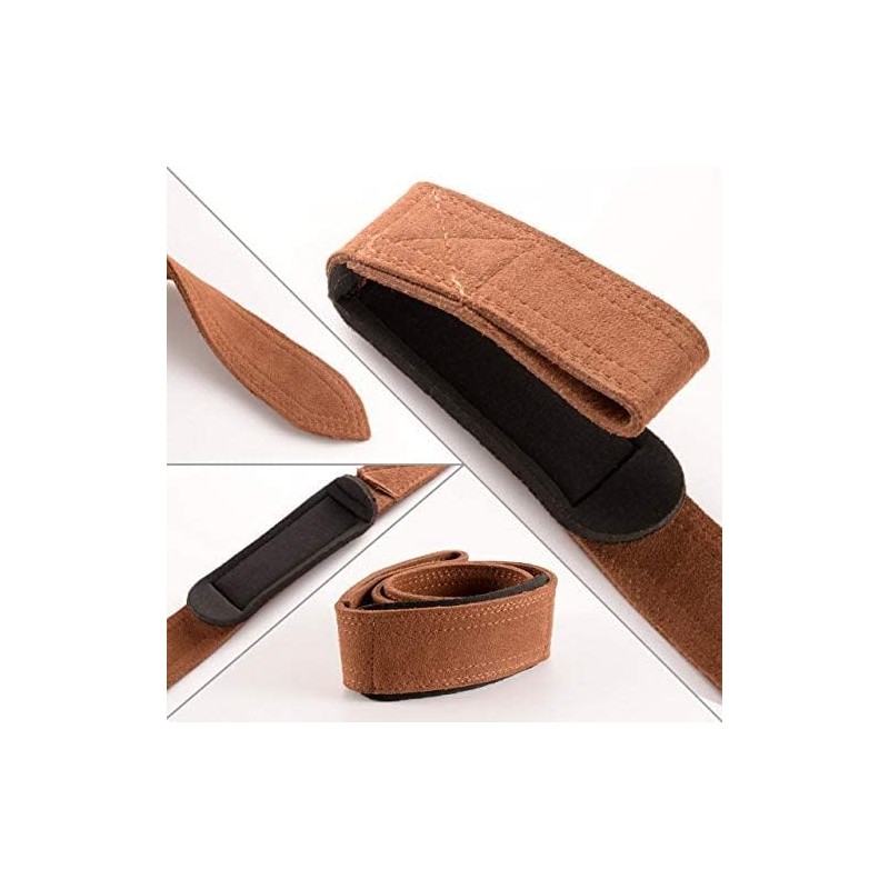 Deselen Leather Weightlifting Straps with Thick Soft Sponge Lining Wrist