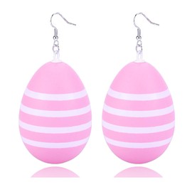 Easter Earring for Women 3D Egg Ball Earrings Dangle Easter Streak Earring Exaggerated Big Egg Earrings Cute Funny Earrings Accessorie Jewelry (Pink)