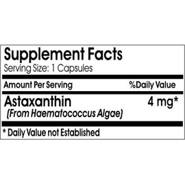 Astaxanthin 4mg // 180 Capsules // Pure // by PureControl Supplements