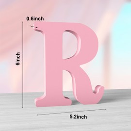 Aruatu 6 Inch Pink Wood Letters - Unfinished Wood Letters for Wall Decor & Craft Projects