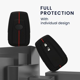 kwmobile Carcasa Compatible con Llavero de Toyota Llave de Coche de 2 Botones Smart Key Funda - Funda para Mando de Coche de Silicona - Negro/Rojo