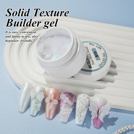 EODCI Aurora Builder Gel for Nails,White Glitter Pearl Hard Gel for Nails Non-sticky Builder Gel Polish 3D Nail Gel Soak Off for Nails Salon Home DIY Manicure