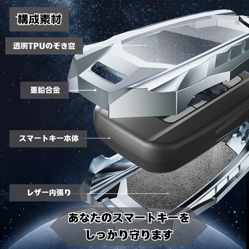 Smart Key Case for Toyota Compatible, Shock-resistant Zinc Alloy, Leather