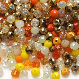 Niziky 100PCS Crystal Glass Beads for Jewelry Making, 8mm Multicolor Yellow Faceted Rondelle Glass Beads with Hole, Glass Crystal Briolette Spacer Beads for Jewelry Bracrlet Making Crafts Projects