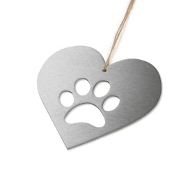 Image Industry Steel Heart Garden Ornament with Paw Print - Dog Memorial Gift for Indoor & Outdoor