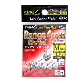 Dohitomi Range Crosshead NS #4-1.5g ZH-38-N Fishing Hooks, Pack of 5