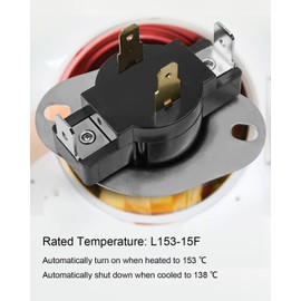 Dryer Cycle Thermostat Fit for Alliance Speed Queen Cissell Huebsch Ipso Unimac Washer Dryer Combos, Washer Thermostat Thermal Fuse Replace L153℉-15℉ 504515 D504515