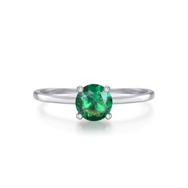 Ladies Sterling Solid 925 Silver Emerald Solitaire Ring K L M N O P Q R S T U (K)