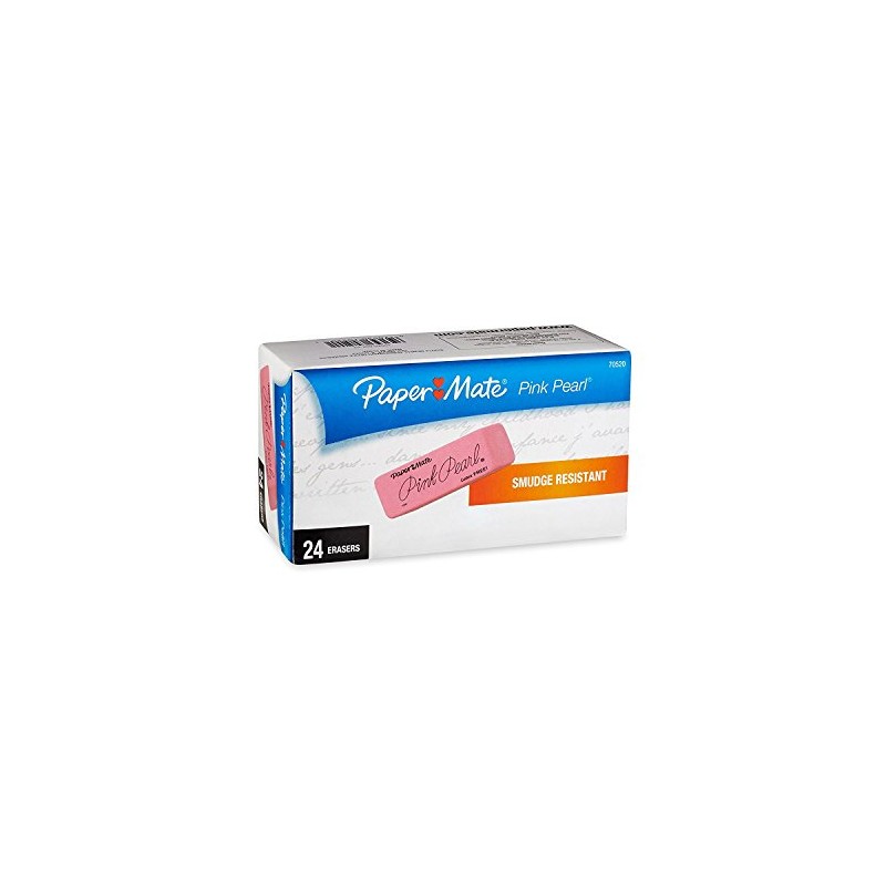 Paper Mate Pink Pearl Premium Erasers, Medium, 24-Count, 3 Boxes