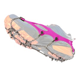 Nortec FAST Crampons Made in Italy for Fast Hiking and Trail Running Winter Running on Ice and Snow, Ultralight Micro Crampons with Case (Pink,M)