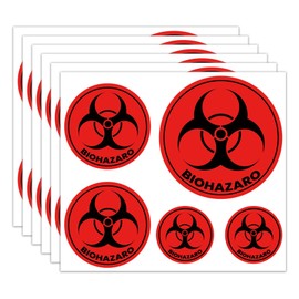 Biohazard Stickers Waterproof Biohazard Warning Hazard Labels - Universal Biohazard Symbol Vinyl Hazardous Materials Warning Stickers for Labs, Hospitals and Industrial Use 50 Pcs