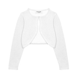 Bolerose Girls' Long-Sleeved Bolero Sparkle Cardigan - Bright silver