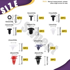 Swpeet 130pcs 4 Colours 4 mm/7 mm/9 mm/9.7 mm/10 mm/13 mm Nylon Tailgate Handle Rod Clip Fastener Remover, Bumper Push Retainer Clips, 7 Popular Sizes Car Push Pin Rivets, Nylon Fasteners Rivet