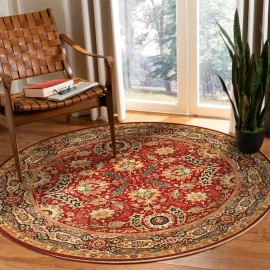 Flannel Round Boho Living Room Carpet Ethnic Style Full Cover Bedroom Study Floor Mat Home Rocking Chair Non-slip Carpetsize: 100cm 40inch, color: Red2
