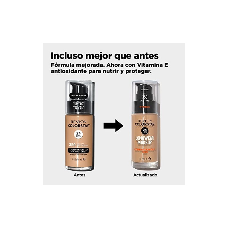 Revlon Base de Maquillaje ColorStay Make Up Cutis Mixto/Graso, Rich