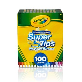 Crayola Super Tips Marker Set (100ct), Fine Point Washable Markers, Drawing Markers for Kids & Adults, Create Thick & Thin Lines, Art Supplies, Ages 3+