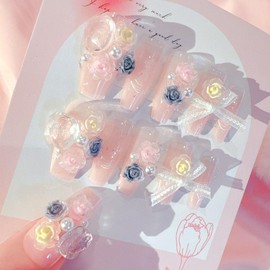 Handmade Nail Tip, Bear, 3D Nail Art, False Nail Design, 24 Pieces, Popular, Cute, Simple, Stylish, Fashion (Rabbit, All Sizes)