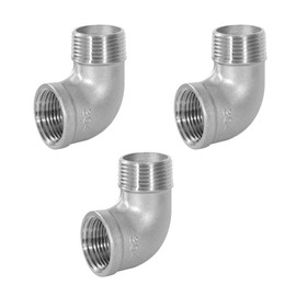 Stainless Steel 90 Degree Angle Connector, Pack of 3, 1/2 Inch Male x 1/2 Inch Female Stainless Steel 304 Elbow Connector Pipe Fitting for Water, Air, Sanitary