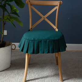 Vctops - Cojín para silla de cocina con volantes macizos con lazos, cómodo y grueso con funda de algodón extraíble (verde Mo, 45,7 x 48,2 cm)