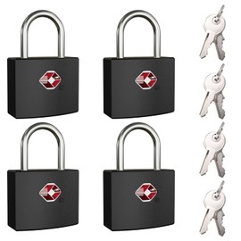 TSA Luggage Locks with Keys, [4 Packs][8 Keys] Diyife Key Travel Locks, Suitcase Padlock for Luggage, Keyed Luggage Locks Brass for Gym Lockers, Laptop Bags,Travel Suitcases（Black