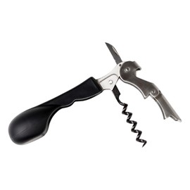 Capabunga Silicone Corkscrew Wine Opener - Black Ergonomic Cork Screw Wine Bottle Opener, Manual Wine Openers to Displace Less Cork, Wine Key for Bartenders and Home, Wine Accessories for Wine Lovers