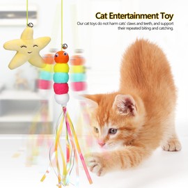 POPETPOP Door Hanging Cat Toys for Indoor Cats: 6Pcs Doorway Cat Toys Interactive Cat Toys Retractable Cat Teaser Toys Cat Mice Toys for Indoor Cats Play Chase Exercise