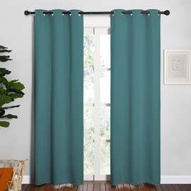 NICETOWN Window Curtain Panels, Thermal Curtains Insulated Solid Grommet Blackout Draperies/Drapes for Loft Window (Sea Teal, One Pair, 34 by 84-inch)