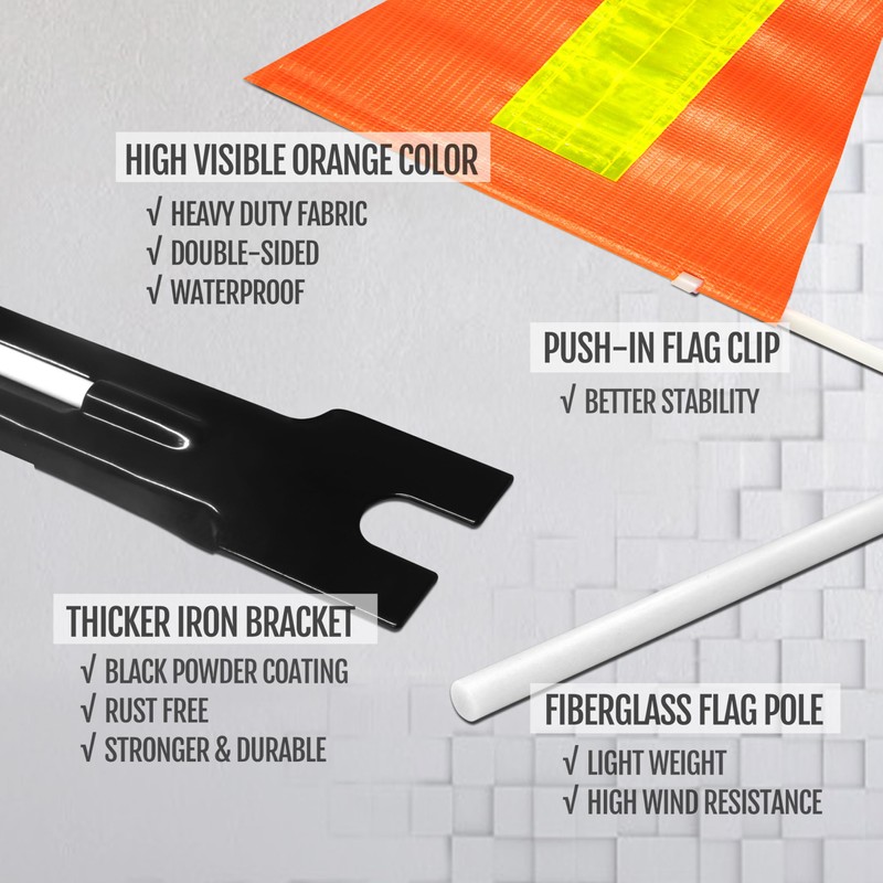 Anley 6Ft Bike Safety Flag with Reflective Strip & Fiberglass