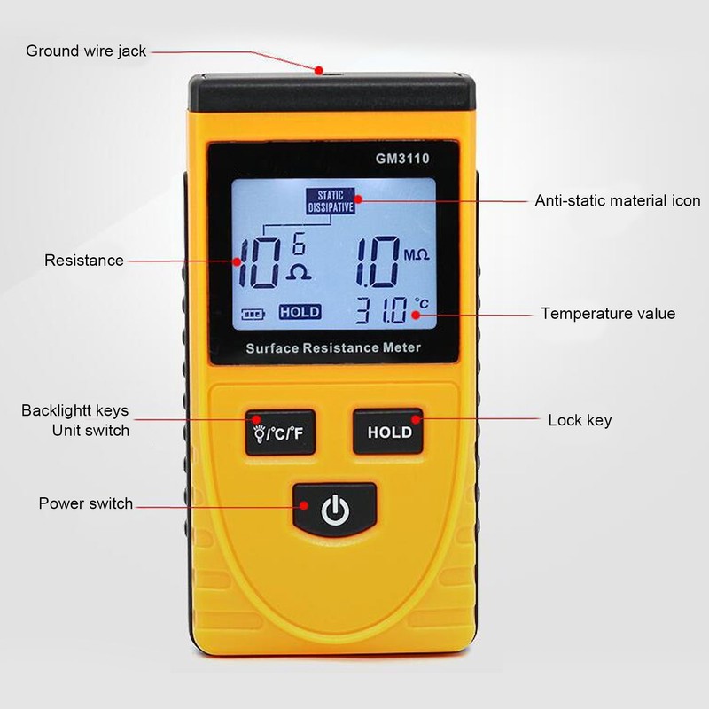 GM3110 Surface Resistance Meter High Accuracy Digital Display AntiStatic HighDefinition