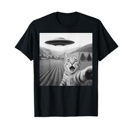 Cat Selfie with Alien UFO Funny Cat Gifts for Men Women Kid T-Shirt