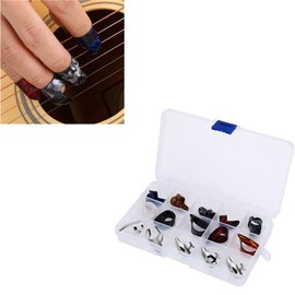 Protector De Dedo Para Tocar,Thumbpicks Finger Pick,15Pcs Dedo Pulgar De Dedo Índice Finger Guitar Picks Protector Accesorio Con Caja De Almacenamiento Para Guitarra