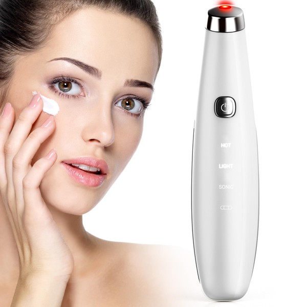 TOUCHBeauty Heated Eye Massager 40℃, Sonic Eye Massager with High Frequency Vibration Anti-Aging Galvanic Wand USB Rechargeable for Relieving Dark Circles and Puffines Anti Wrinkless AG-1662