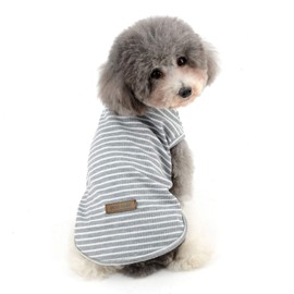 Ranphy Striped Pet Dog Shirt Cotton Doggy Clothes Cute Puppy T Shirt Pet Apparel for Small Dogs Pet Summer Vest,Gray,M