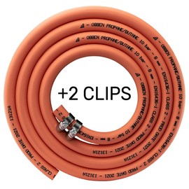 Rubber Gas Butane/Propane LPG Hose Pipe 8mm Internal bore with 2 Clips - Crafted from Premium-Quality Rubber Materials, High Pressure Gas Hose for Caravan, Camping, BBQ. (8mm X 2m)