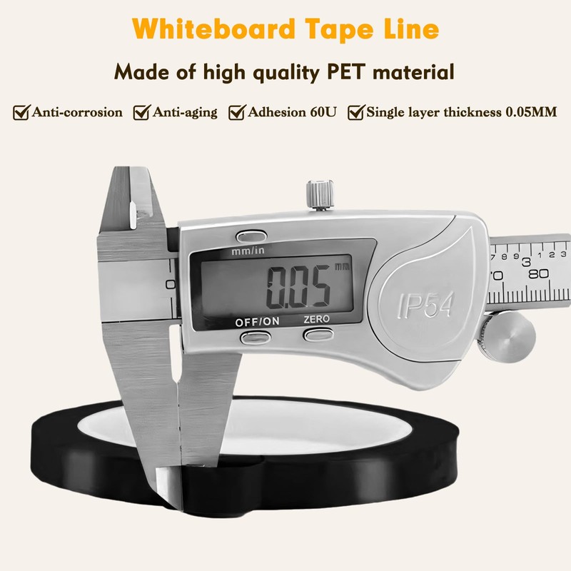 3 Rolls Black Whiteboard Tape, Precision Grid & Table Layout