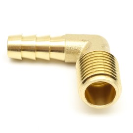 AHFMANG 5PCS Brass Hose Barb Elbow Fitting 5/16" Barb x 1/4" NPT Male 90 Degree Elbow Adapter