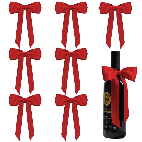 FAKILO Red Bows for Gift Wrapping, 5'' X 7'' Satin