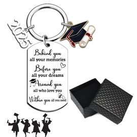 TrustBlai 2025 Graduation Keychain Gift, Inspirational Stainless Steel Keepsake with Gift Box, Perfect College Graduation Gifts for Him/Her, Graduation Decorations 2025